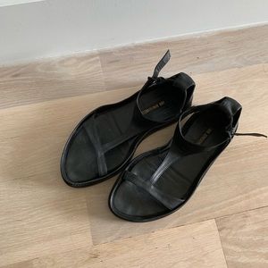 black leather Ann Demeulemeester sandals Sz 38.5